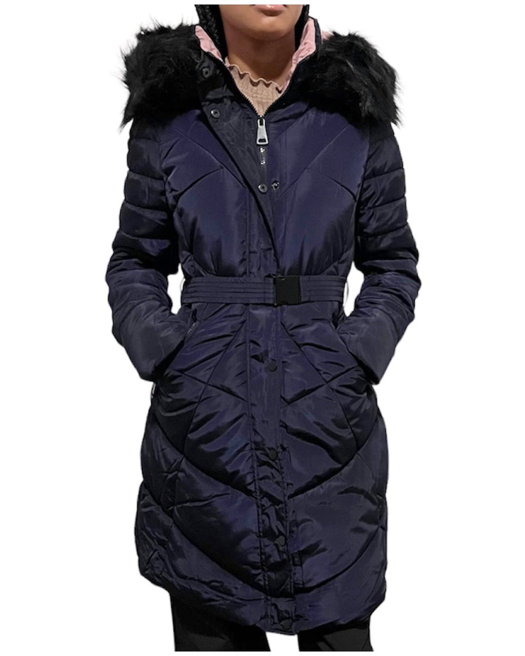 Manteau à capuche avec ceinture Femme