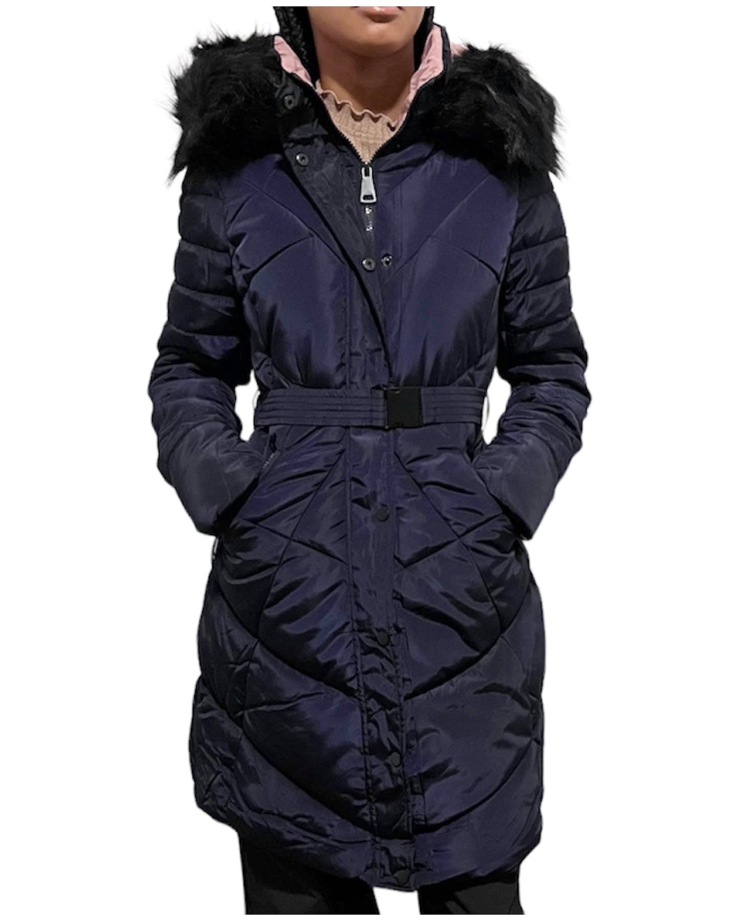 Manteau à capuche avec ceinture Femme