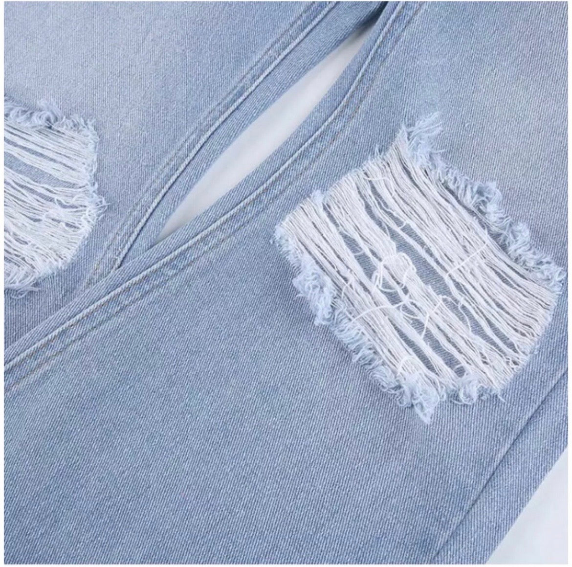 Pantalon jean déchiré grande taille Femme