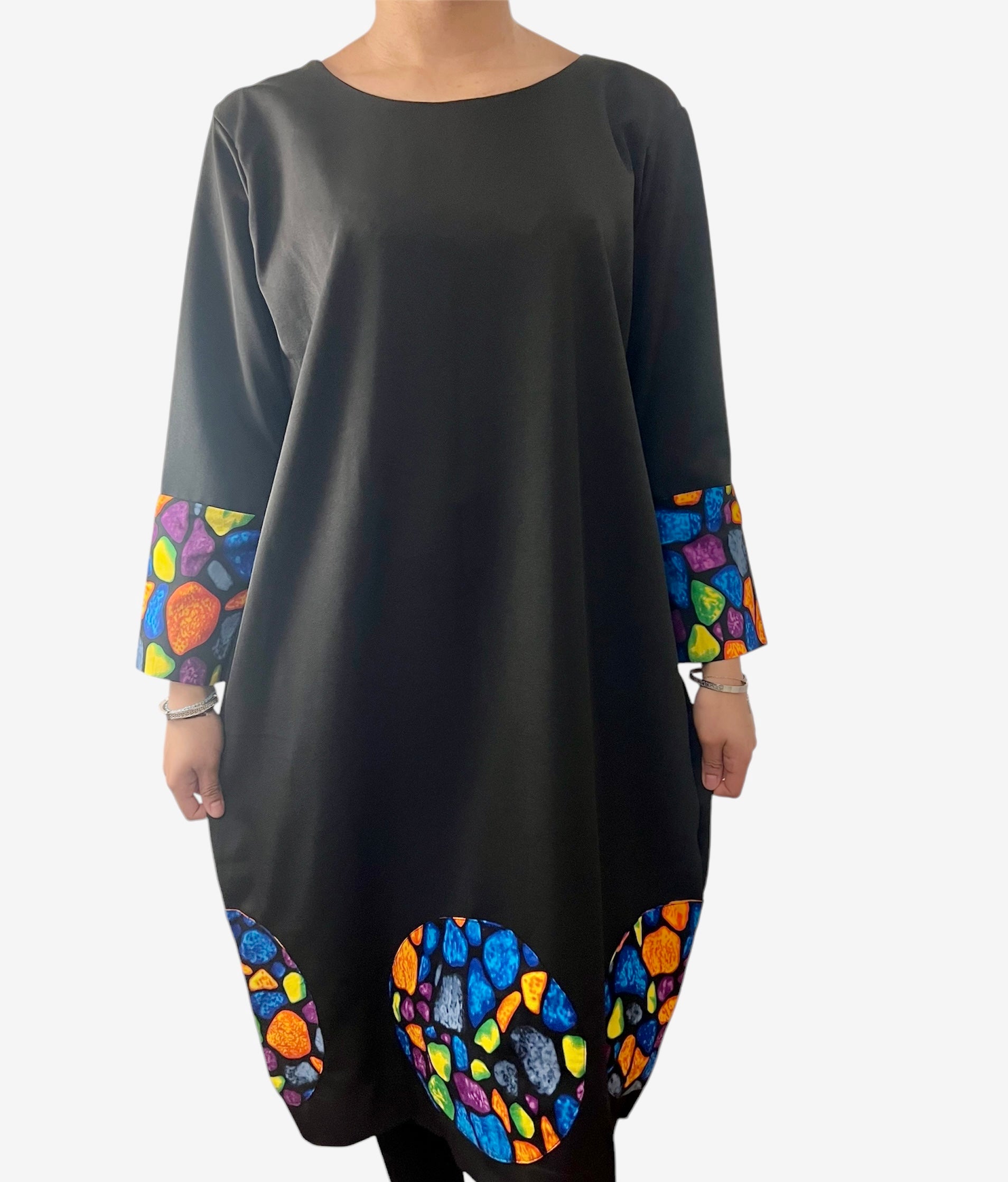 Robe mi-longue en tissu ethnique