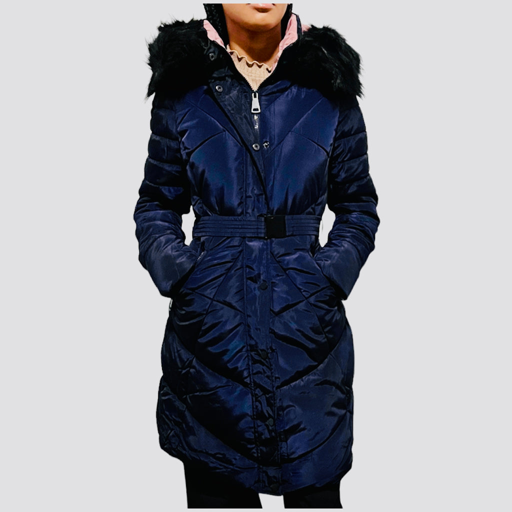Manteau à capuche avec ceinture Femme